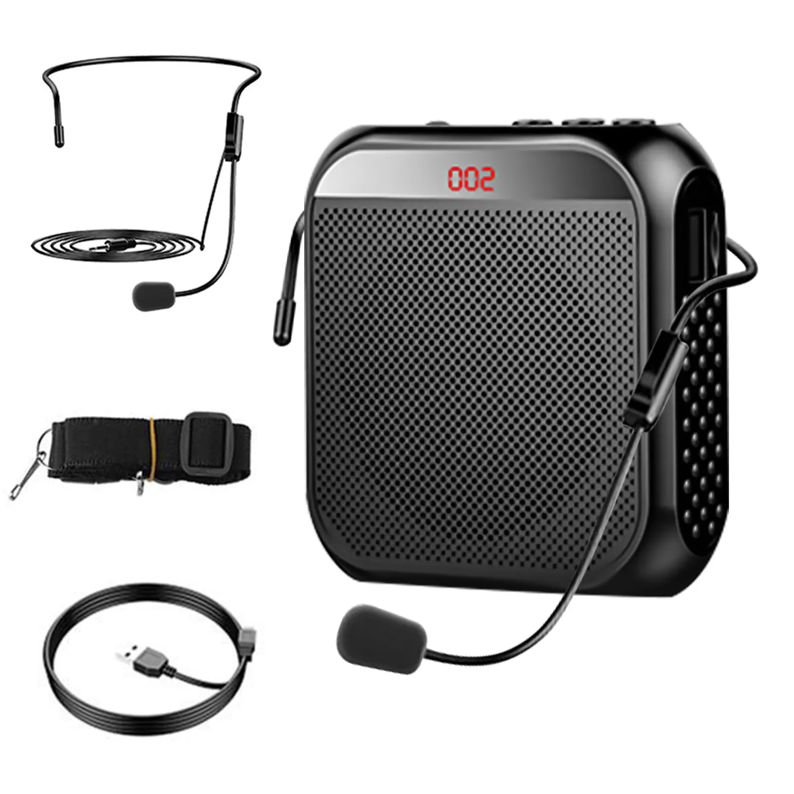 Compact Rechargeable PA Sound Speaker System - Audio Equipment with Microphone, Charging Battery, Memory Card & Connection Features, Voice Amplifier for Coaches (Black)