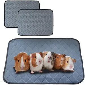 Guinea Pig Cage Liners Washable Small Animal Bedding Mat Non Slip Waterproof Pee Pad for Rabbit Hedgehog Chinchilla Four Layer Cozy Cage Accessories
