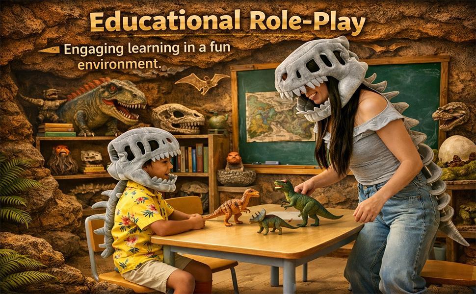 2026 New Dinosaur Skeleton Costume, 3D Spinosaurus Skull Mask & Plush Spine, for Dress-Up Play #HHW