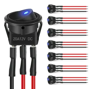 8Pcs 12V 20A Round Toggle LED Switch With Wires