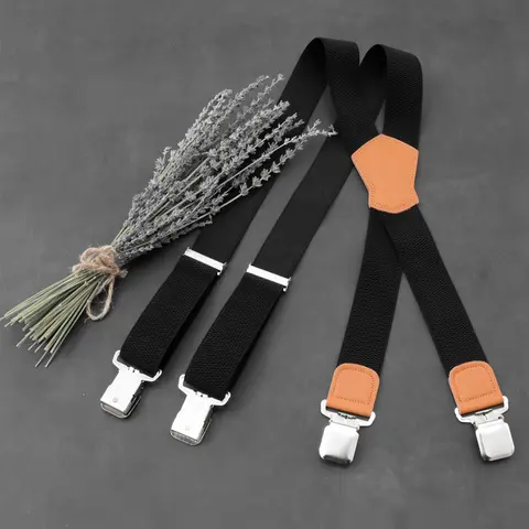 Solid Color Mens Elastic Suspenders Tool Belt Suspenders Very Strong Clips Heavy Duty Braces Big and Tall X Style