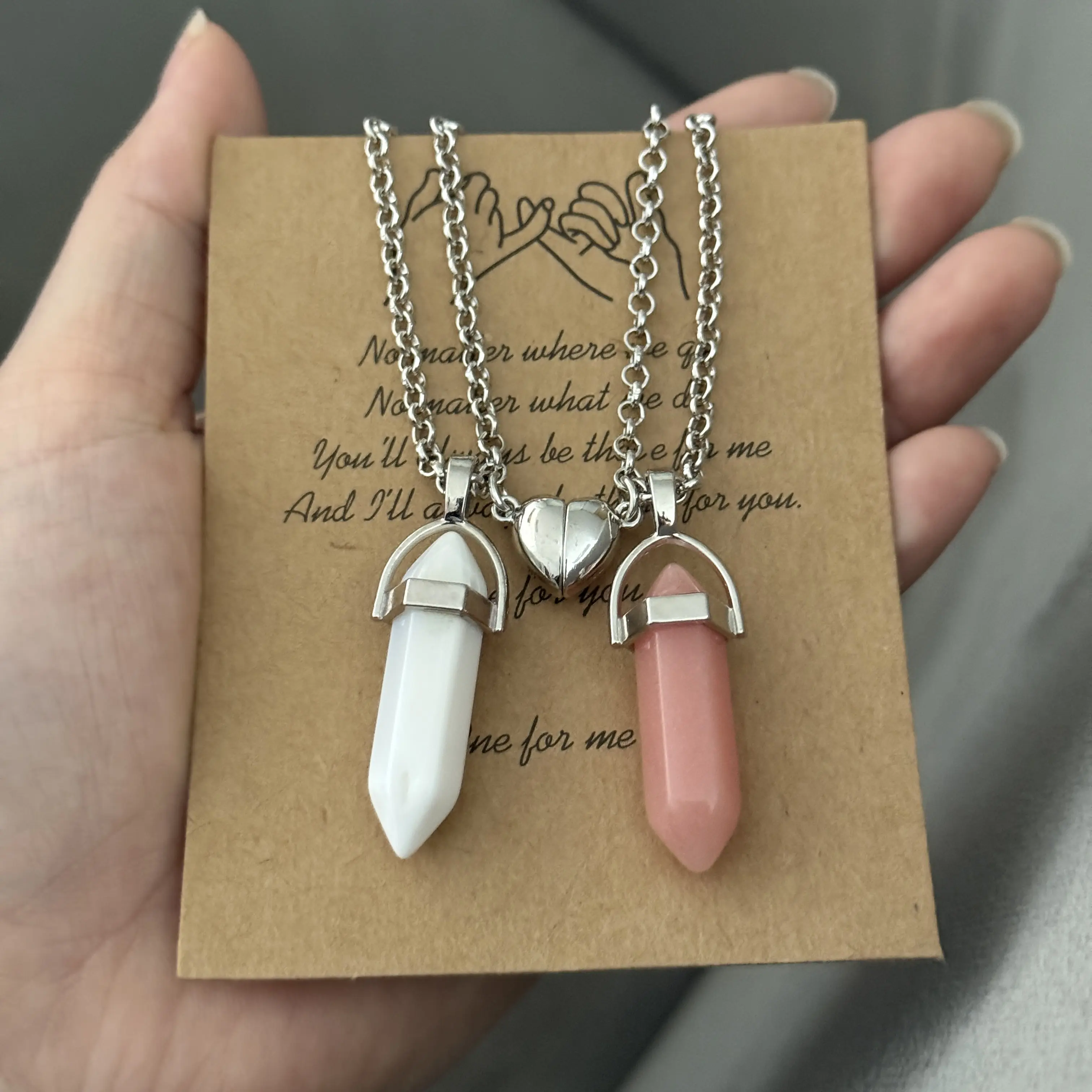 2Pcs Matching Couples Jewelry Necklaces Valentine's Day Friendship Gift