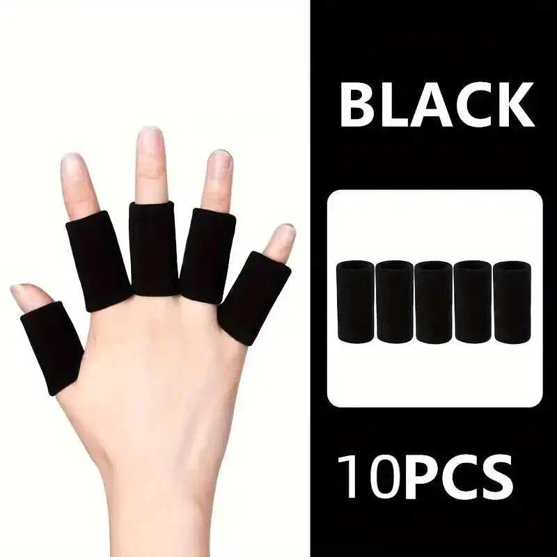 10 Pcs High Elastic Finger and Thumb Support Sleeves Braces, Breathable Nylon Blend Compression Wrap, Ideal for Basketball, Volleyball, Badminton