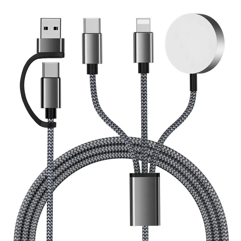 3-in-2 USB-C Charger Cable, Multi-Device Charging Cable Compatible with iWatch Ultra/SE/10/9/8/7/6/5/4/3/2/1 and iPhone 16/15/14/13/12/11, Galaxy S23 Cellphone