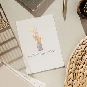 Birthday Card / Blank Birthday Card / Boho Birthday Card / Dried Flower Bouquet /4.25 x 5.5