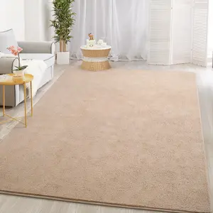 Soft upgrade! Thickened memory foam solid carpet | 4x6 to 6x9 feet optional anti-skid comfort | modern minimalist living room, bedroom, nursery, Beige