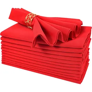 Cloth Napkins Set of 12 Washable Dinner Napkins Square 18X18 Inch Red  Table Napkin with Hemmed Edges for Hotel Restaurant Wedding Party Banquet Event