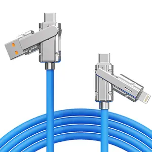 4 in 1 Multifunctional Fast Charging Cable 5ft 1.5M Chubby Silicone USB C PD Lightning Charging Cable-Fast Charger-USB C Data Transfer Cable,480Mbps for Phone15 14 13 12 Pad Mac,Samsung S24 S23 S22 S21