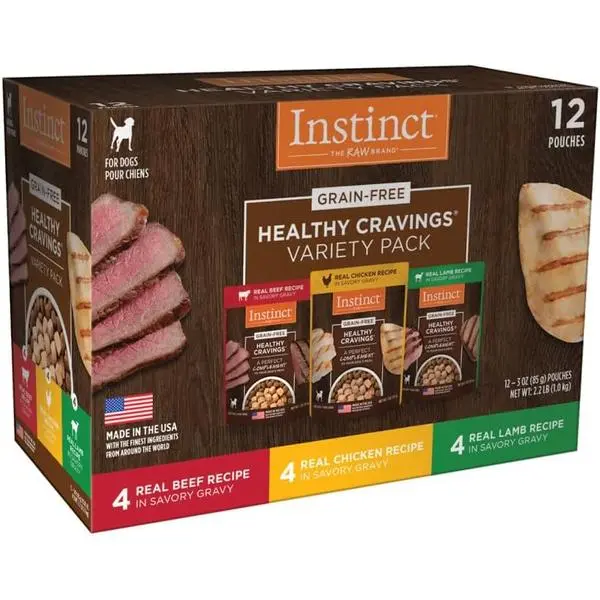 Instinct Healthy Cravings Grain Free Recipe Variety Pack Natural Wet Dog Food Topper by Nature's Variety, 3 oz. Pouches (Pack of 12)