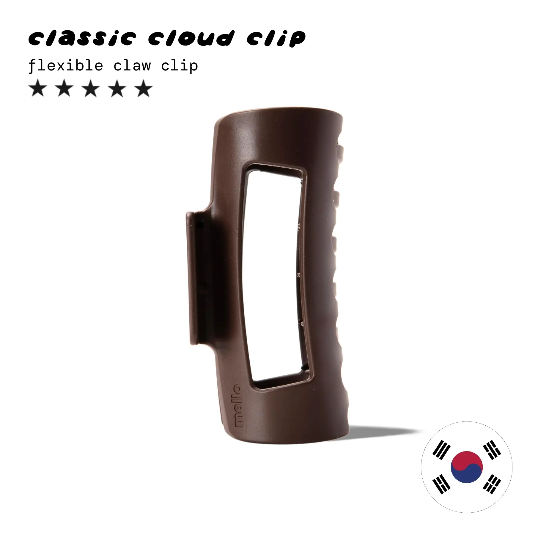 Mello Classic Cloud Clip - Flexible Claw Clip for Thick and Thin Hair, 4 in, Tested 8-Hour Hold, Matte Non-Slip Finish, Made in Korea