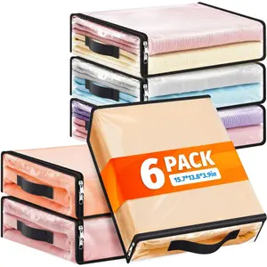6 Pack Clear Storage Bags, Plastic Blanket Storage Bags with Zipper and Handle, Moving Bags for Comforter, Bedding & Clothes, Closet Organizer and Under Bed Storage