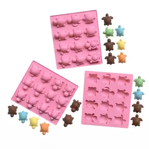 3pcs Mini Turtle Silicone Mold, 12-Hole Chocolate Candy Mold, Turtle Ice Cube Soft Jelly Wax Resin Mold, DIY Baking Dessert Cake Decor, 6 Turtle Designs