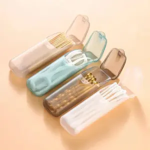 Mini Toothpick Storage Box with Lid Toothpick Box Portable Travel Floss Organizer Cotton Swab Dispenser Toothpick Dispenser
