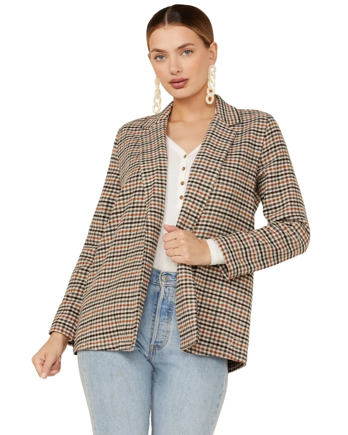 Sadie Women's And Sage Women'S Harmless Banter Plaid Print Blazer - Ac451040