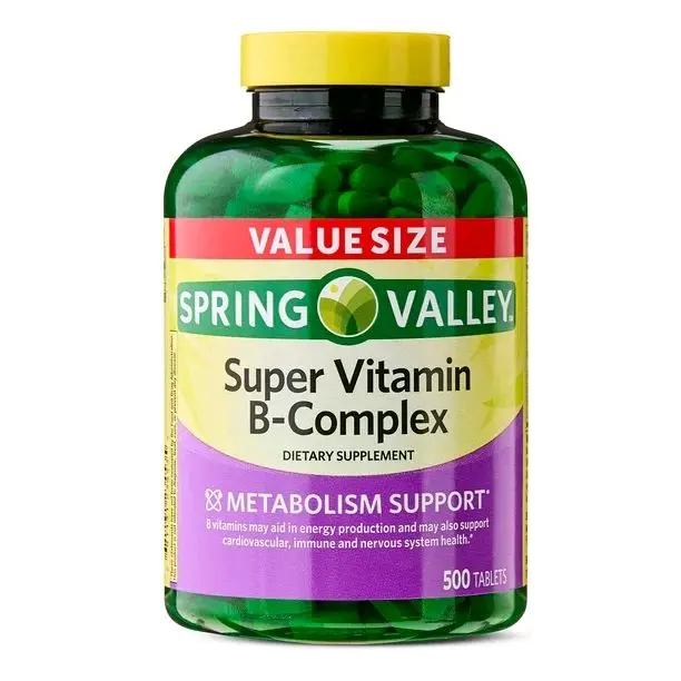 Spring Valley Super Vitamin B-Complex Dietary Supplement 500 Tablets - Supports Metabolism, May Aid Energy Production, 500 Count - Healthcare, Fitness