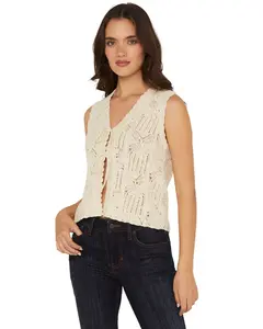 Shyanne Women's Tie-Front Crochet Sweater Vest - Swsp25sw33-Iv