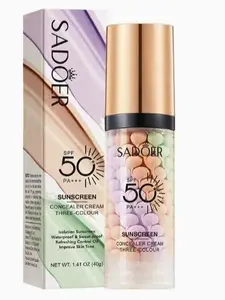 3-in-1 Color Correcting Facial Serum, Moisturizing Primer, , SPF 50 PA+++, Brightening Primer for Even Skin Tone, Oil Control & Refreshing, Purple, Pink & Green Tones