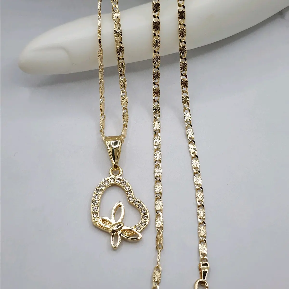 Heart chain with butterfly regular Gold-plated 18"inches 24"inches available