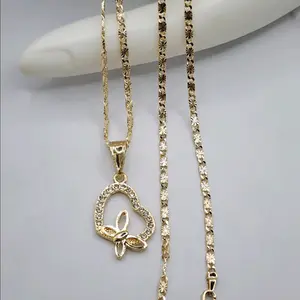 Heart chain with butterfly regular Gold-plated 18"inches 24"inches available