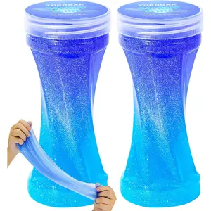 Galaxy Slime 2 Pack, Stress Relief Clear for Kids Education, Party Favors Soft & Non-Sticky Crunchy for Girls & Boys, Blue