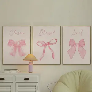 3pcs/set Frameless Butterfly Knot Modern Canvas Art Poster, Artistic Fashion Wall Decor for Girls' Room and Dorm, Living Room Decoration