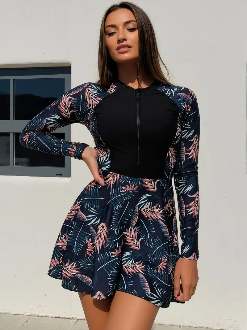 knee length dresses for ladies Women's Swim Dress with Built-in Biker Short – Free Country