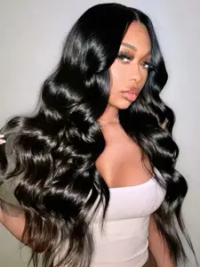 26inches Long Body Wave Synthetic Lace Front Wig 13x4 Lace Area, Long Wavy Curly Hair, 150% Density Heat Resistant Fiber, No Glue Needed, Suitable for All, Perfect for Daily Style, Fluffy Wave Wig