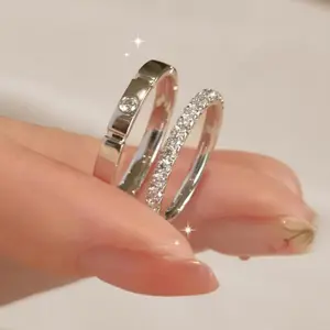 [Gift]Adjustable couple's zircon wedding ring with adjustable opening Gift8