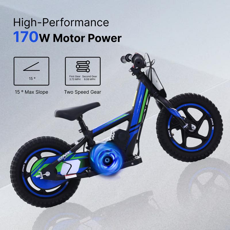 Electric Motorcycle for Kids, 24V 170W Lightweight Electric Dirt Bike, 2 Speed Max Up to 10MPH with Hand-Operated Dual Brakes, Electric Ride On Motorbike for Ages 3-6, Birthday Christmas Gift for Children girls Boys