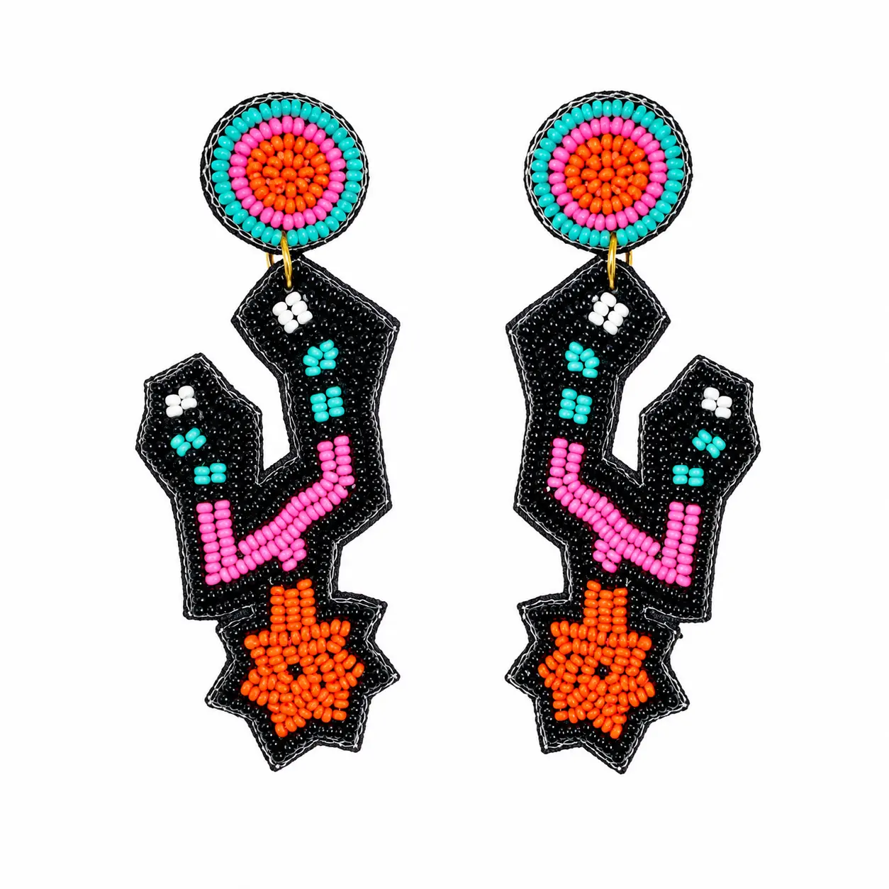 Handmade Beaded Spurs-Inspired Statement Earrings