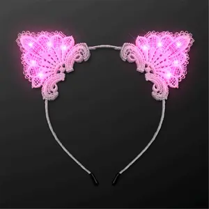 Blinkee  Pink LED Lace Cat Animal Ears Headband, Lace Material