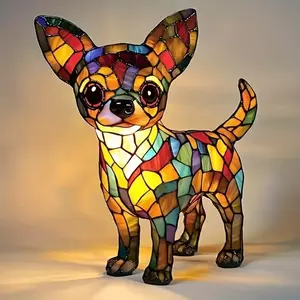 1pc 3D Dog Gorgeous Style Artistic Night Light - Warm White Light Table Lamp, Hand Polished, Durable Material, Animal Themed Decoration, Suitable for Bedroom and Living Room, Imitation Painting, Holiday Decoration, Home Decoration