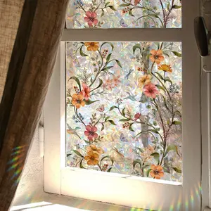 2026 Stained Glass Window Film Roll, Privacy Protection & Decorative Design, Easy-Apply Rainbow Color Glass Decal Sticker for Windows for  new year spring gift