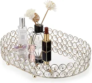 Mirrored  Vanity Makeup Tray,  Ornate  Trinket Decorative Tray  Perfume Display Organizer Tray, Decor Tray for Dresser/Bathroom, 11.8" x 8"