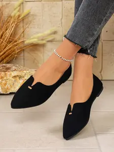 Women's Pointed Toe Loafers Comfortable PU Suede Work Shoes Business Loafers, Cute Slip-On Ballet Flats, Fashion Office Shoes All Seasons