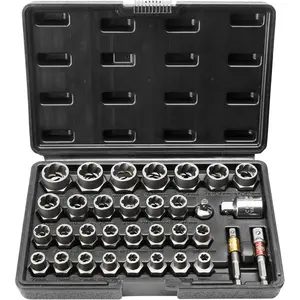 Bolt Extractor Set,Bolt and Nut Remover Set, 6mm to 10mm, 13/32" to 3/4", CR-MO Steel Extraction Socket Set with Storage Case, for Removing Damaged Rusted Bolts, Nuts and Screws