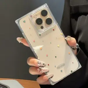 Phone case for iphone 17 16 15 14 13 12 11 pro max  case The screen is full of colorful hearts  Square Simple Soft Rubber iPhone17 pro max  Phone Cases,Anti-drop Clear Phone Case,Total Protective Shockproof Phone cute phone cases ﻿