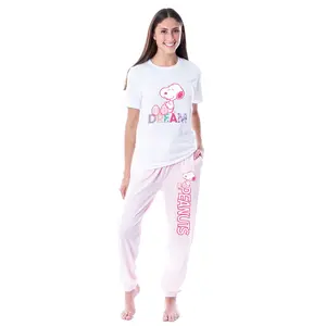 Peanuts Womens' Snoopy Dream Comic Flower Relaxing Sleep Jogger Pajama Set Peanuts Womens' Snoopy Dream Comic Flower Relaxing Sleep Jogger Pajama Set