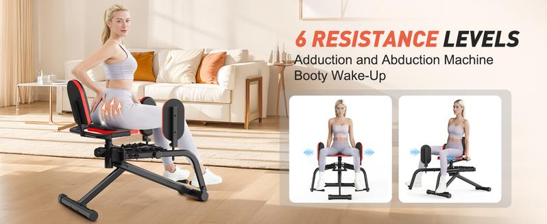 HXD-ERGO Hip Adduction/Abduction Machine for Home Gym Adjustable Glute Trainer Suitable for Men and Women Thigh Workout Equipment for Strength Training