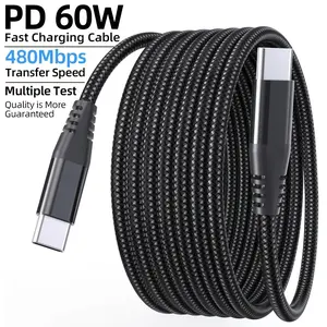 LAIHONEN USB C to USB C 10ft Data Cables, 60W/3A Fast Charging C to C Cables, 480Mbps Transfer Speed, Quick Charge, Compatible for iPhone 17 16 15 Series, MacBook, Galaxy S24, S23, S22, iPad, and Pixel - Gray, Black
