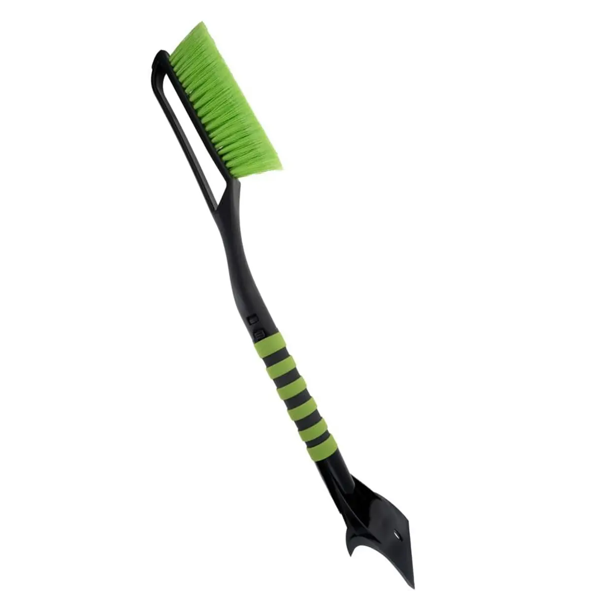 27" 2-in-1 Car Windshield Snow Brush & Ice Scraper - PVC Bristle Head, Foam Grip Handle, Aluminum Body - Snow Removal Tool for Truck, SUV, Green