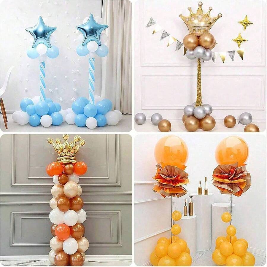 1/2/4 Set Balloon Column Stand Kit For Floor Set Balloon Arch Stands, Height Adjustable Balloon Tower Pillar With Bases Reusable Metal Telescopic Design For Graduation, Wedding,Birthday Party Decoration
