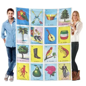 1 piece of Mexican Loteria Card-themed quilted Flannel Throw Blanket Soft Funny Throw Blanket Cozy Lightweight Plush Portable Cover Blanket For Sofa,Warm Gift For Birthday,Christmas,Multiple Blankets