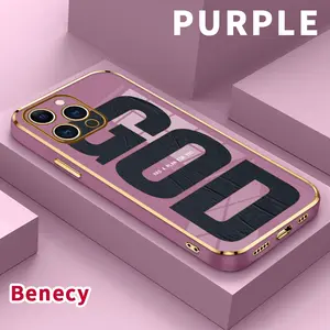 Soft TPU Phone Case for iPhone 15 Pro Max 16 14 Plus 13 12 11 X XS Max XR Divine Presence Luxury Electroplating TPU Anti-Slip Bumper Shockproof Cover Gift
