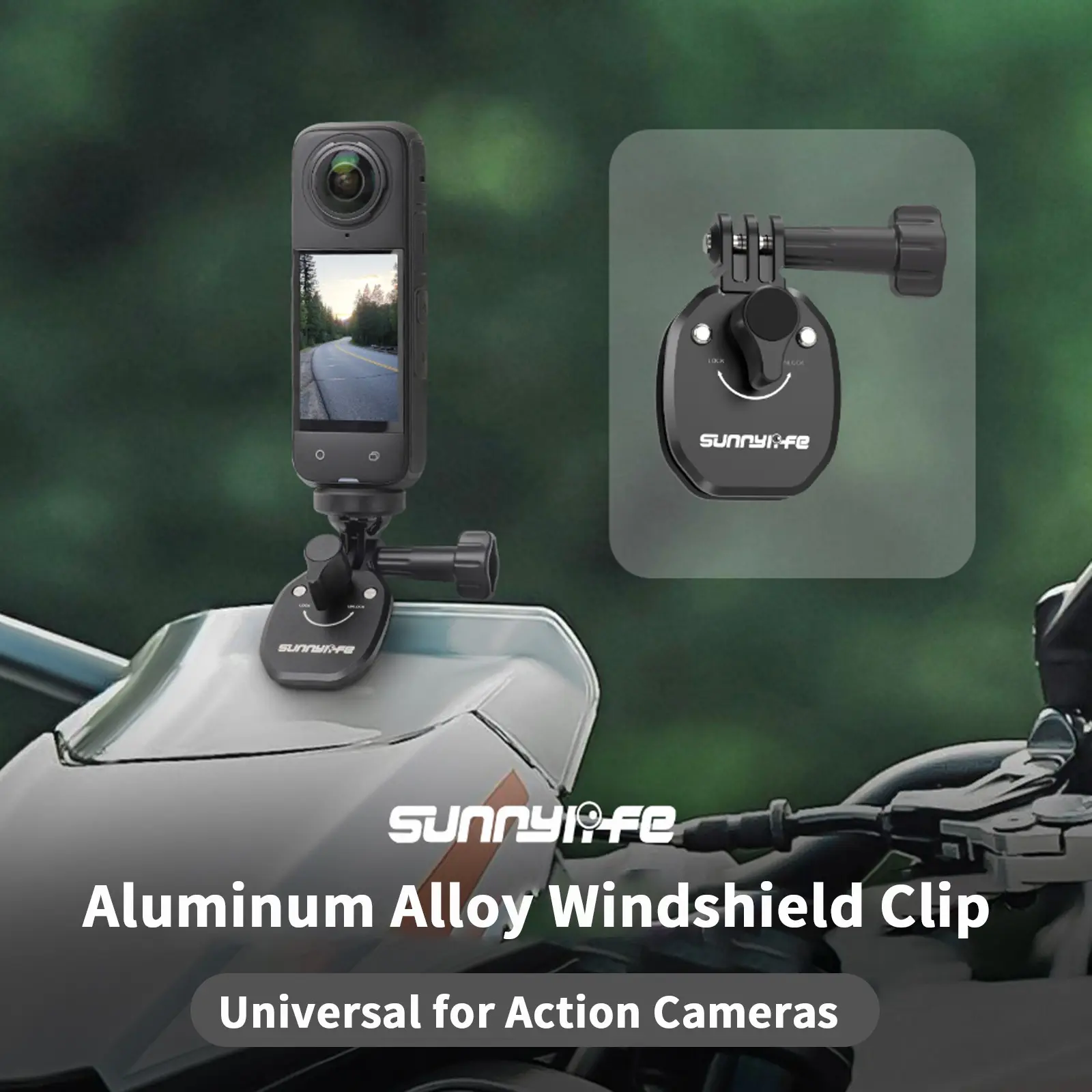 Motorcycle Mount for GoPro Hero Series, DJI Osmo Action 6/5Pro/4/3/360/Pocket 3/Nano, Insta360 X5/4/3/Ace Pro/Go 3/Ultra, Akaso Brave, Campark, Action Camera, Perfet for Self-Media Video, Holiday Travel, Festival Party, Campus Photography