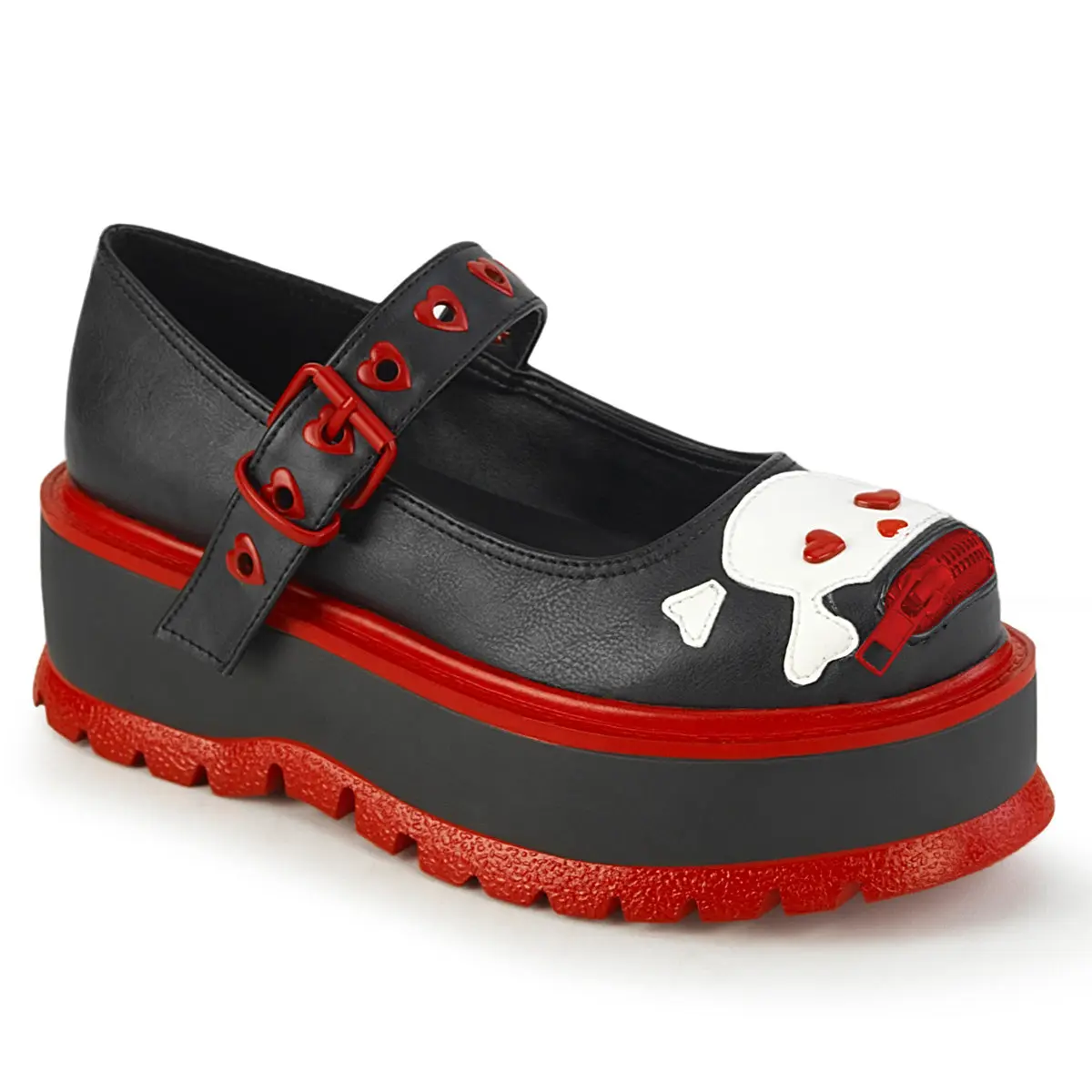 Demonia Slacker-27 Black Vegan Leather Platforms