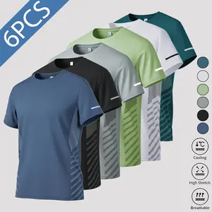 Summer men's outdoor sports short sleeved top, thin and fashionable men's clothing, suitable for fitness running and exercise, versatile multi piece set