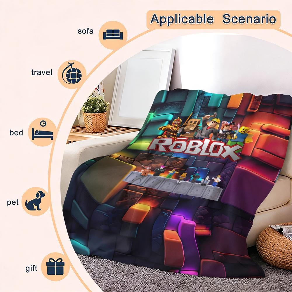 Roblox Soft Funny Throw Blanket Cozy Lightweight Plush Portable Cover Ideal for Offices Sofas Travel Settings Perfect Gift for Fans Friends Children