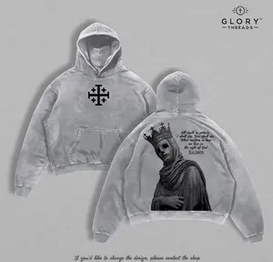 Baldwin IV The Leper King Hoodie Washed Crusader King of Jerusalem Tee, Jerusalem Cross Medieval Christian Shirt, Vintage Washed Gothic Faith Streetwear - Jesus Apparel - Christian Outfit