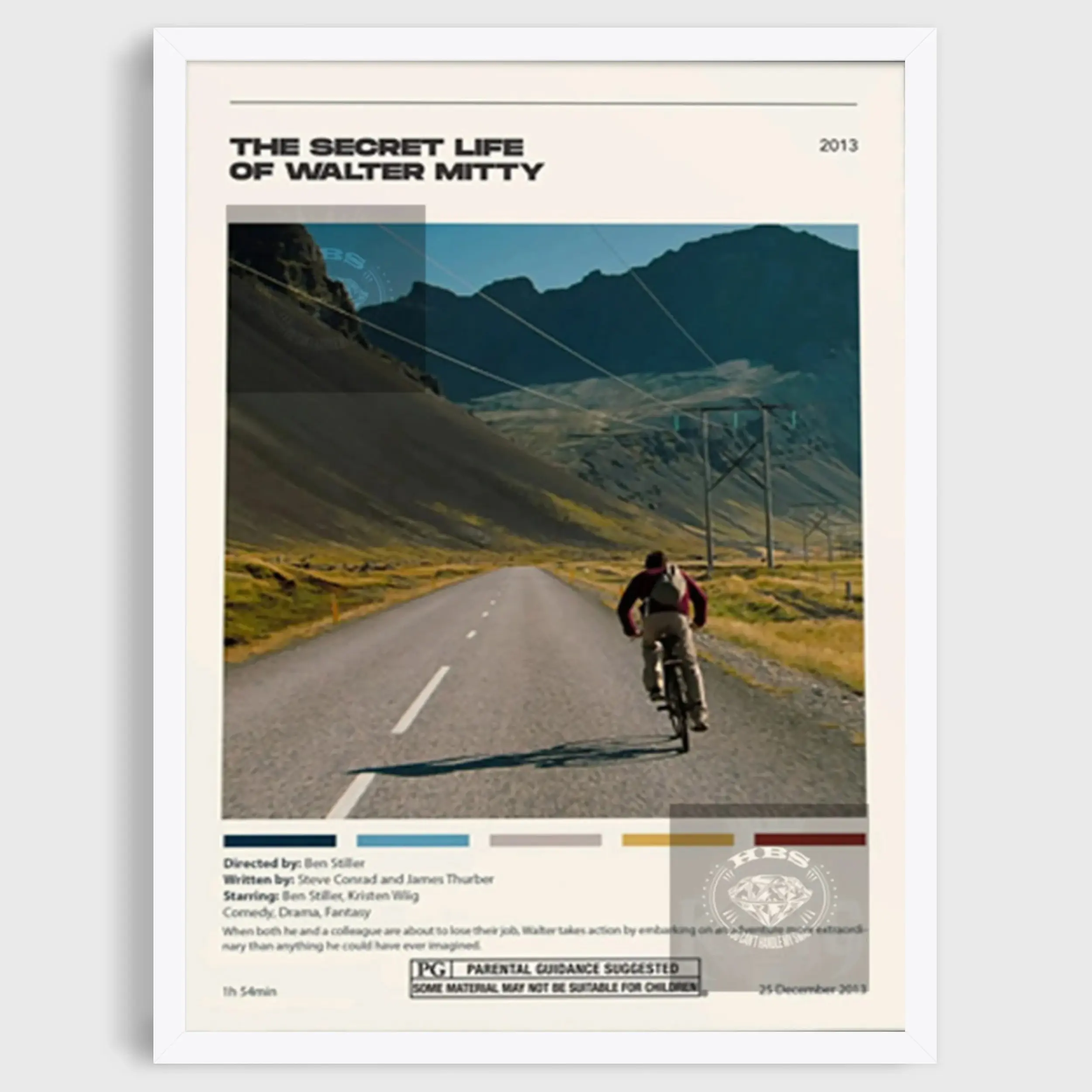 The Secret-Life Of-Walter-Mitty Poster, 2013 Movie Film Minimalist Walter-Mitty Decor Wall Art Poster, Vintage Retro Art Print Gift Home Office Decoration Photo, Minimalist Movie Poster Gift For Film Fan, Wall Art Decor Unframed